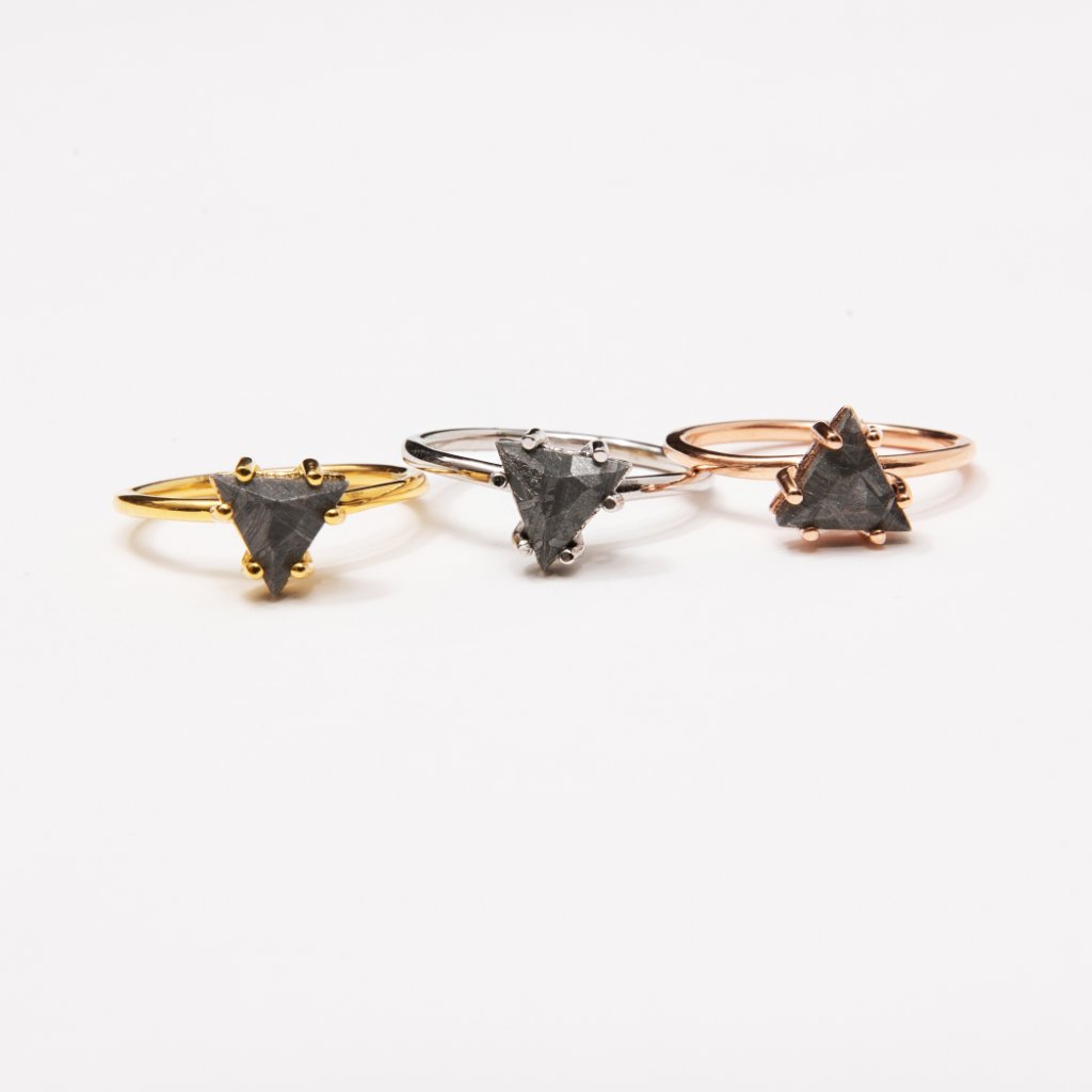 Solid Silver Meteorite Ring